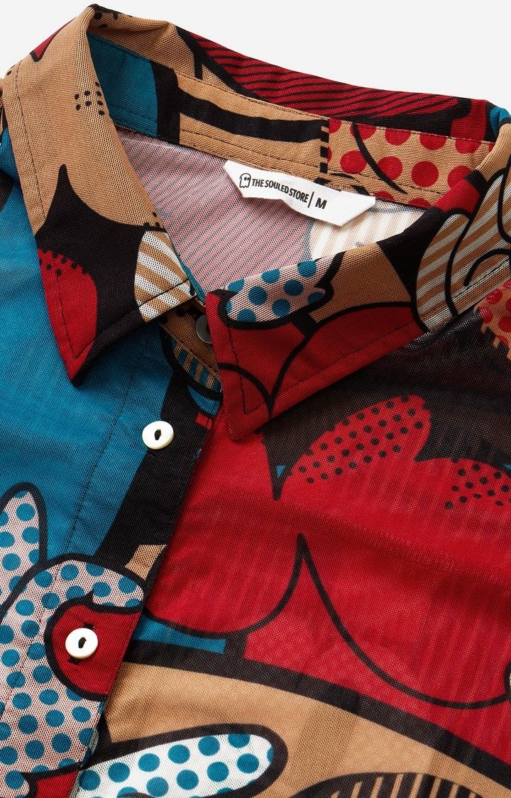 Women's Mesh Shirt: Mickey Mouse Abstract Women's Boyfriend Shirts