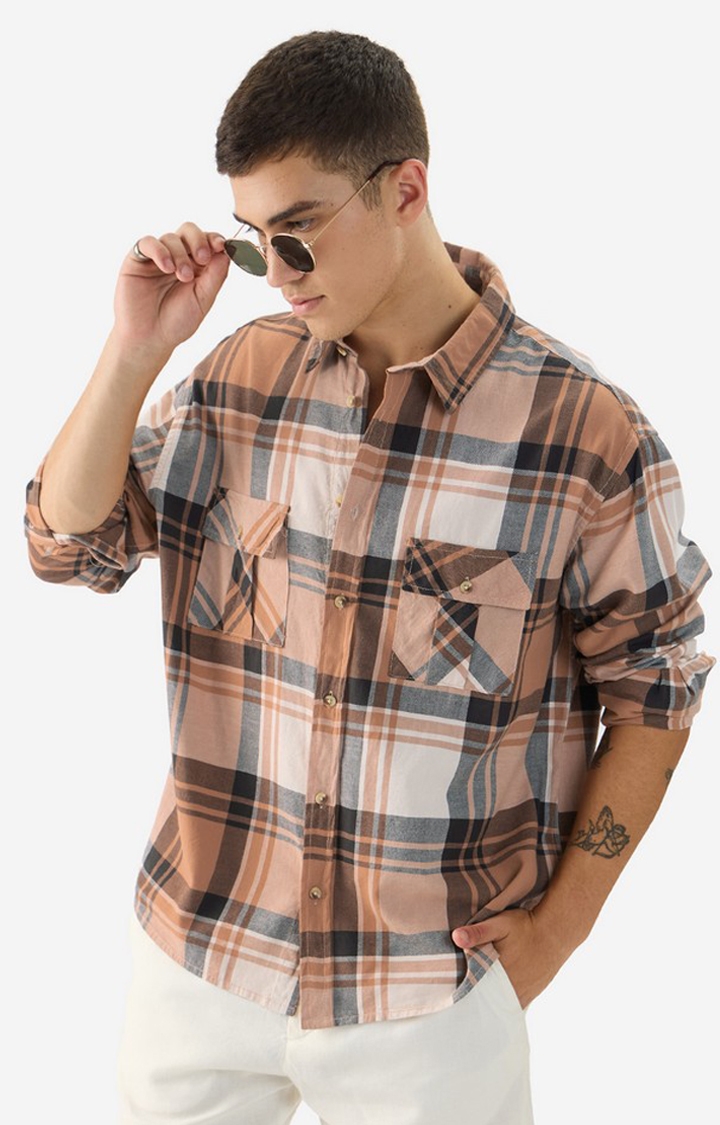 The Souled Store | Men's Mocha Bisque Relaxed Casual Shirt
