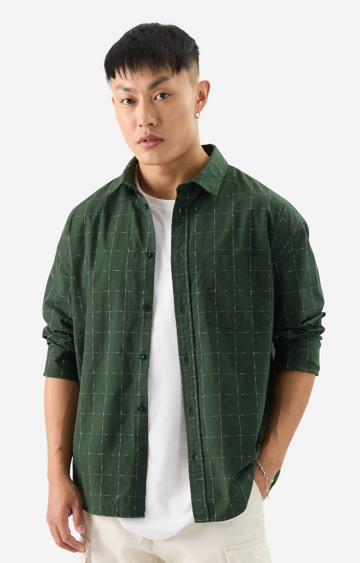 Men's Plaid: Forest Green Men's Relaxed Shirts