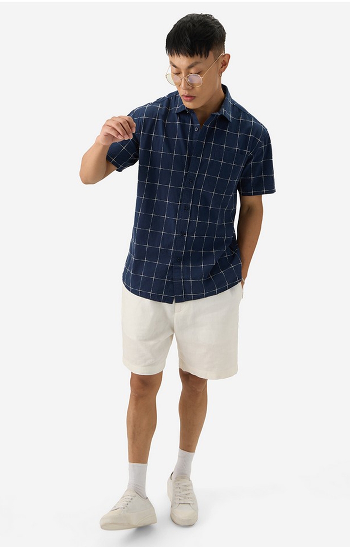 Men's Navy Half Sleeve Casual Shirt
