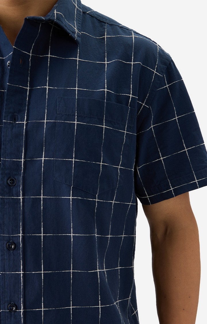 Men's Navy Half Sleeve Casual Shirt