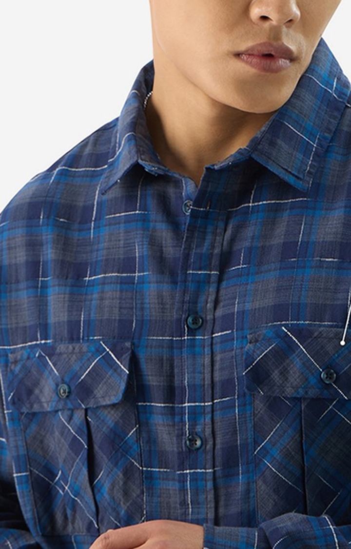 Men's Plaid: Indigo Wave Men's Utility Shirts
