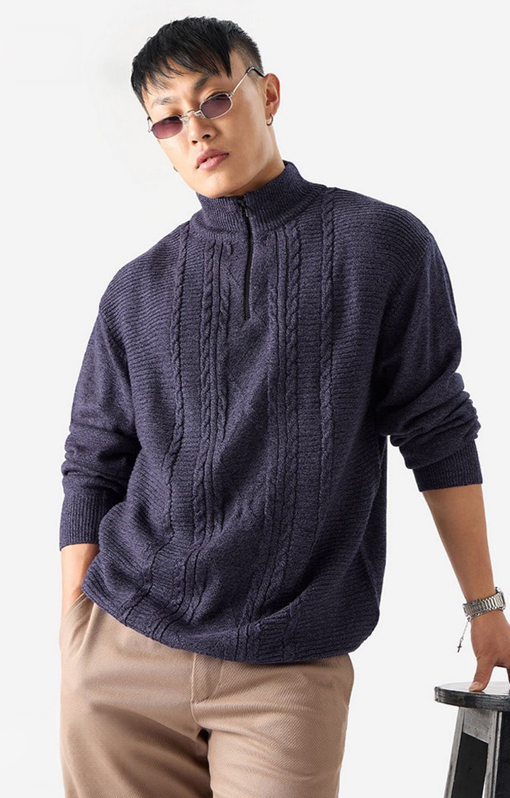 Men's Berry Blue Oversized Pullovers
