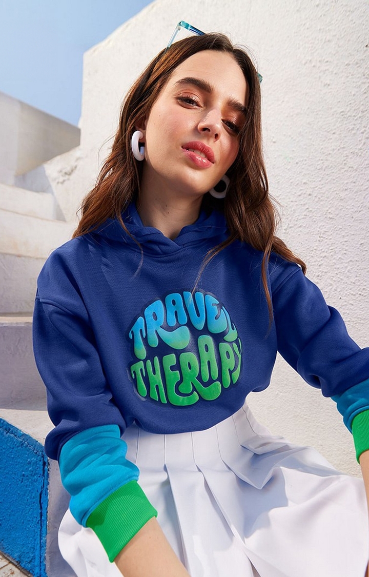 The Souled Store | Women's TSS Originals: Travelling Is Therapy Women's Cropped Oversized Hoodie