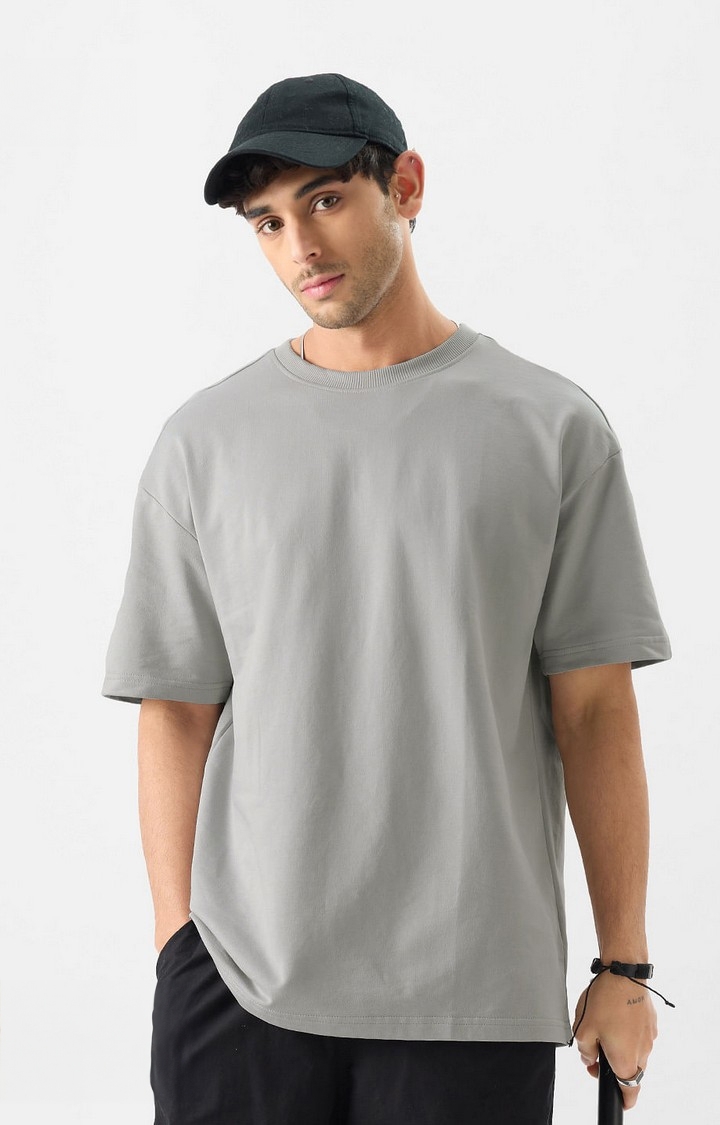 The Souled Store | Men's Solids: Ash Grey Oversized T-Shirt