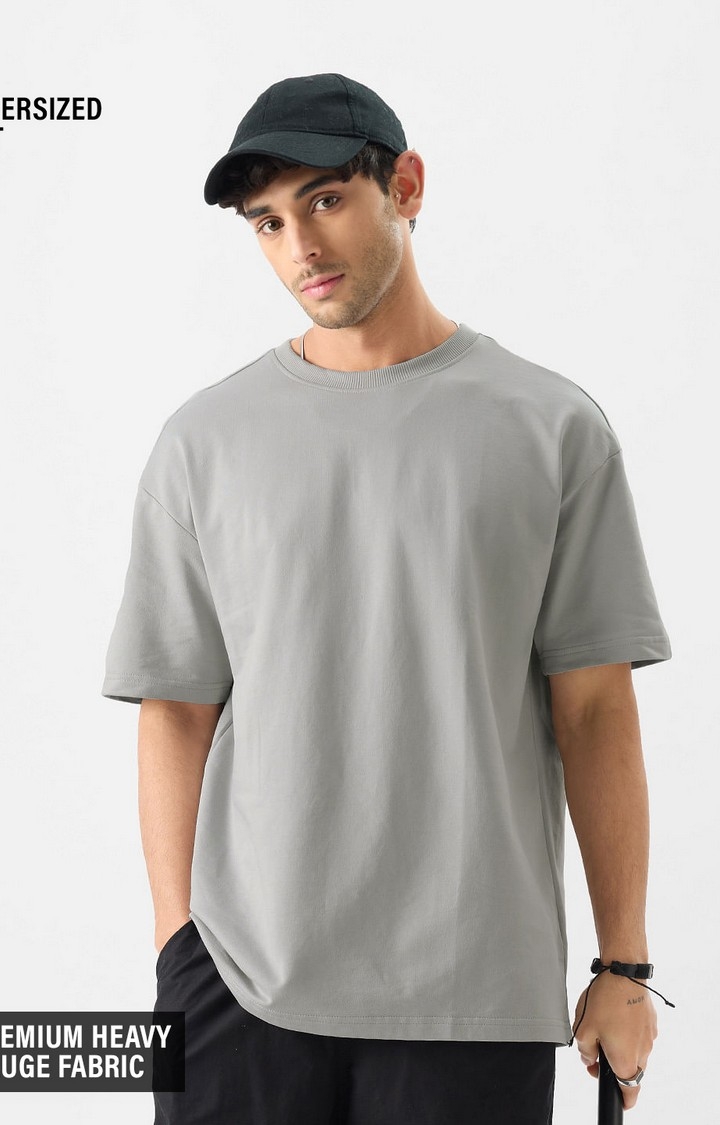 The Souled Store | Men's Solids: Ash Grey Oversized T-Shirt
