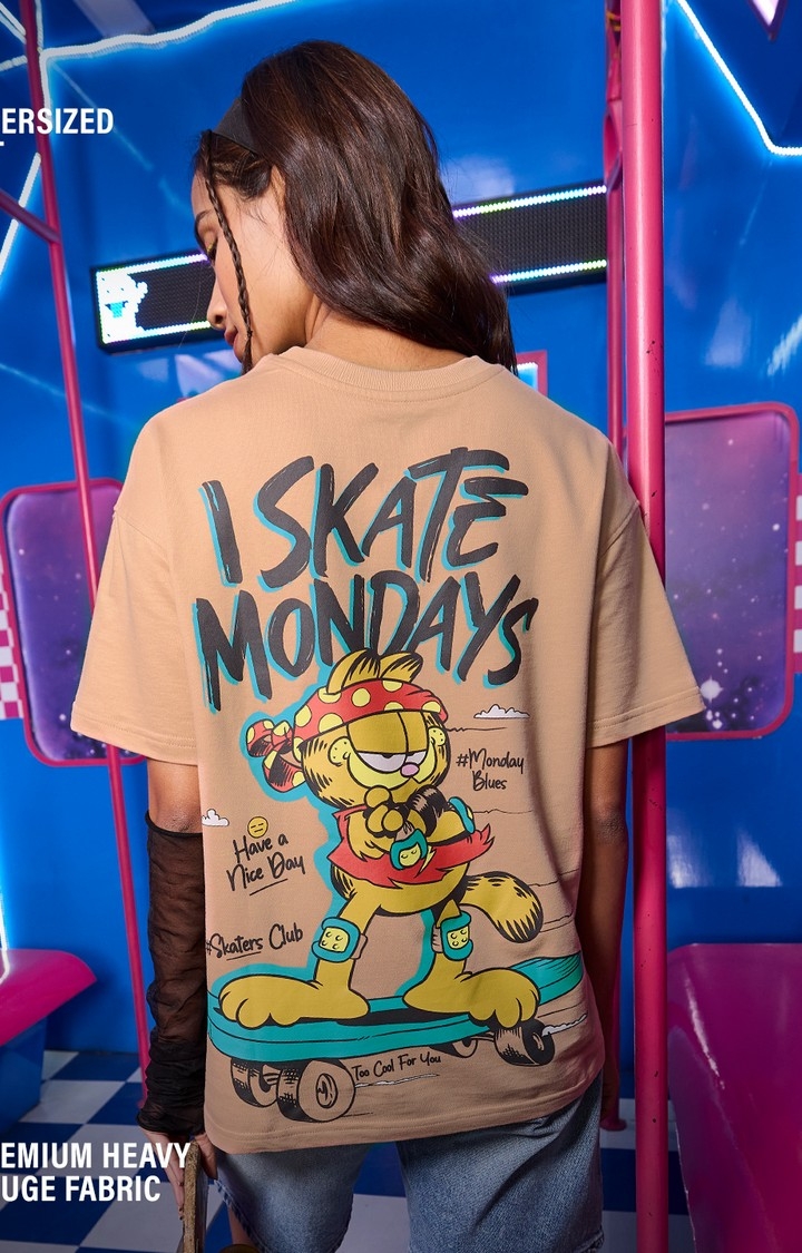 The Souled Store | Women's Garfield: I Skate Mondays Women's Oversized T-Shirt