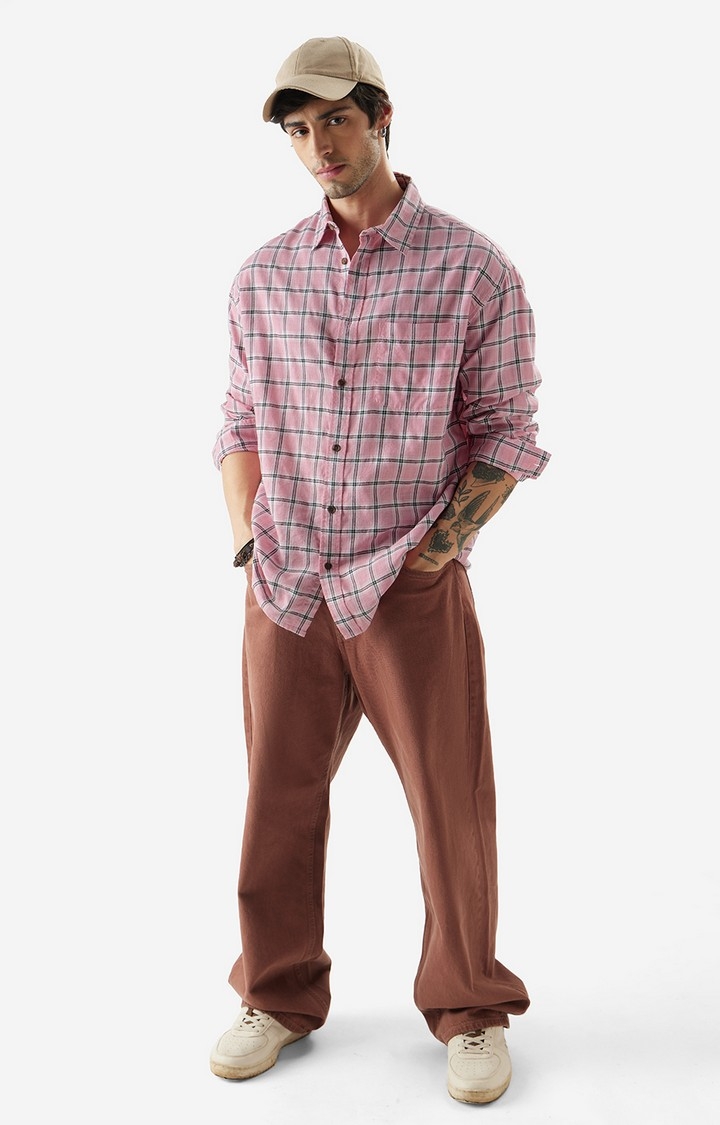 Men's Plaid: Quartz Pink Men's Relaxed Shirts