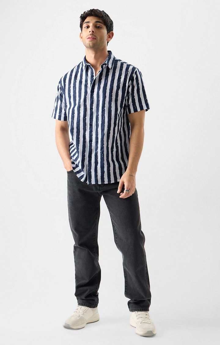 Men's Stripes: Midnight Blue Summer Shirts
