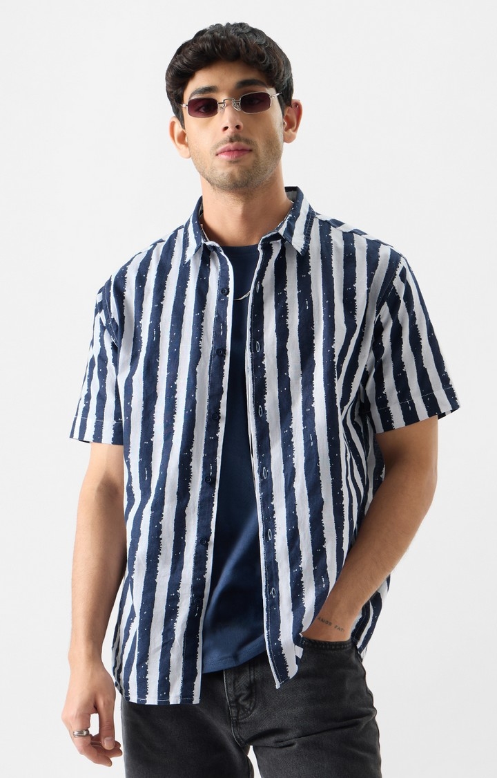 Men's Stripes: Midnight Blue Summer Shirts