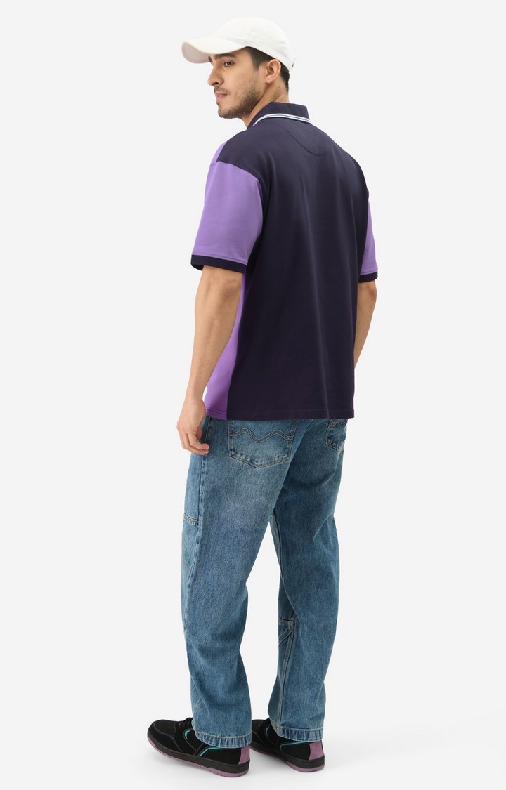 Men's Colorblock Twilight Oversized Polo T-Shirt