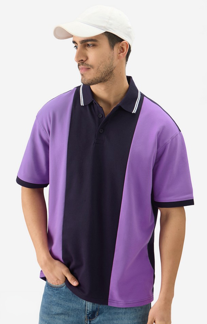 The Souled Store | Men's Colorblock Twilight Oversized Polo T-Shirt