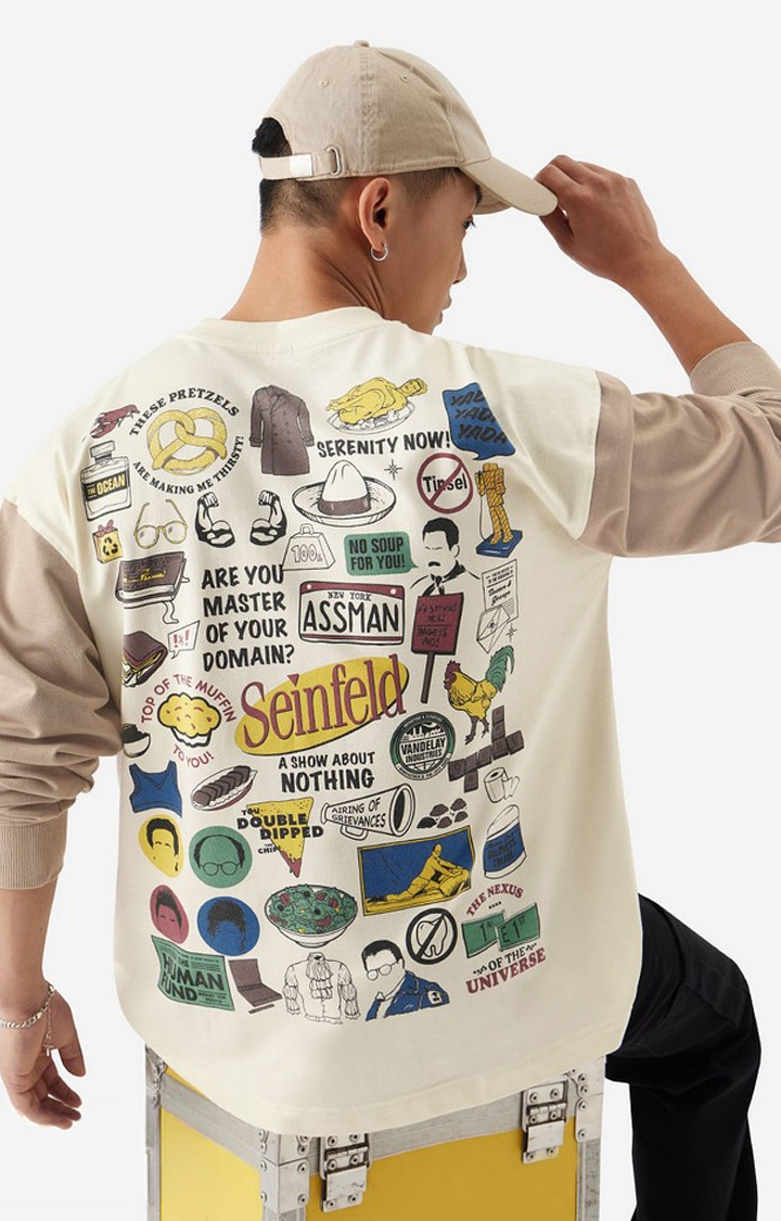 The Souled Store | Men's Seinfeld Doodle Oversized Full Sleeve T-Shirts