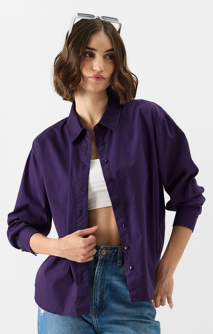 Women's Solids: Purple Haze Women's Boyfriend Shirts
