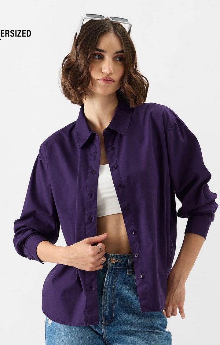 The Souled Store | Women's Solids: Purple Haze Women's Boyfriend Shirts