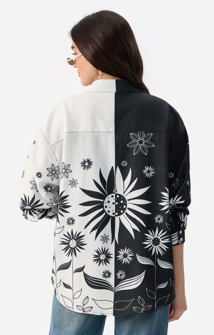 The Souled Store | Women's  Floral Yin Yang  Boyfriend Shirts
