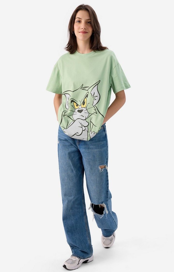 Women's Tom And Jerry Time To Think  Oversized T-Shirt