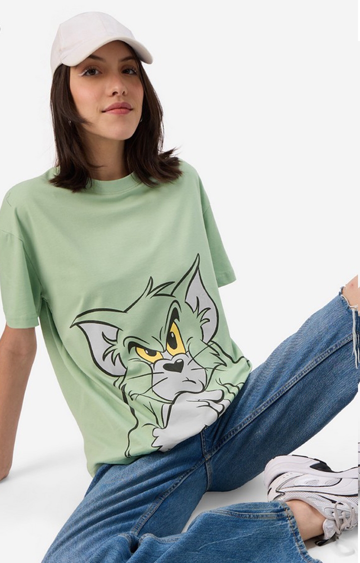 Women's Tom And Jerry Time To Think  Oversized T-Shirt