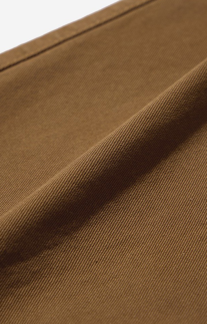 Men's Camel Polycotton Solid Cargos