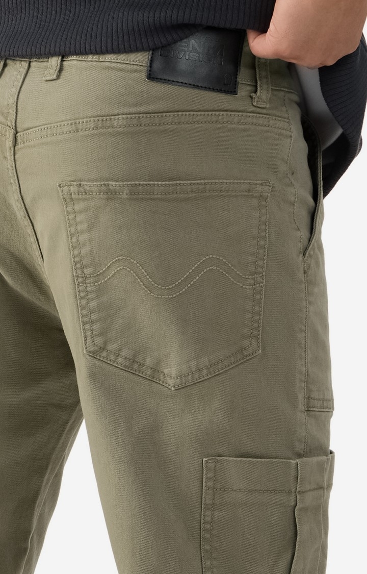 Men's Solids Light Olive Cargo Jeans