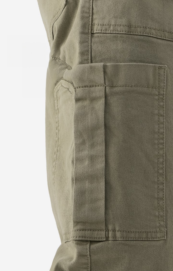 Men's Solids Light Olive Cargo Jeans