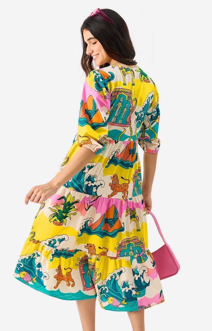 Women's  Original Kalamkari Pattern  Dress