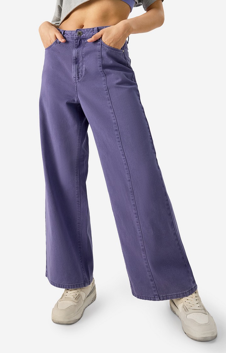 Women's Solids Aubageine Jeans