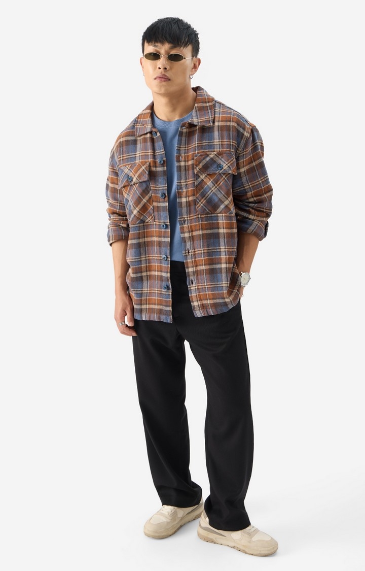 Men's Plaids: Orion Brown Men's Flannel Shackets
