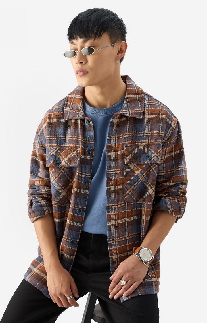 Men's Plaids: Orion Brown Men's Flannel Shackets