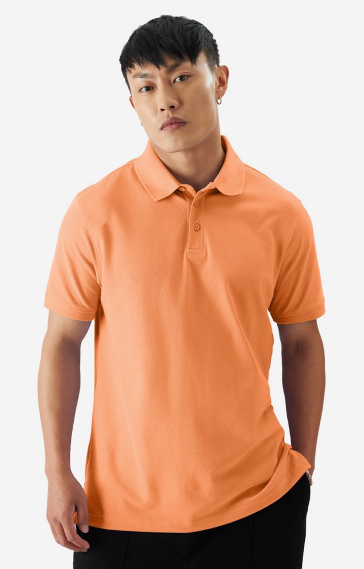 The Souled Store | Men's Solids Apricot Polo T-Shirt