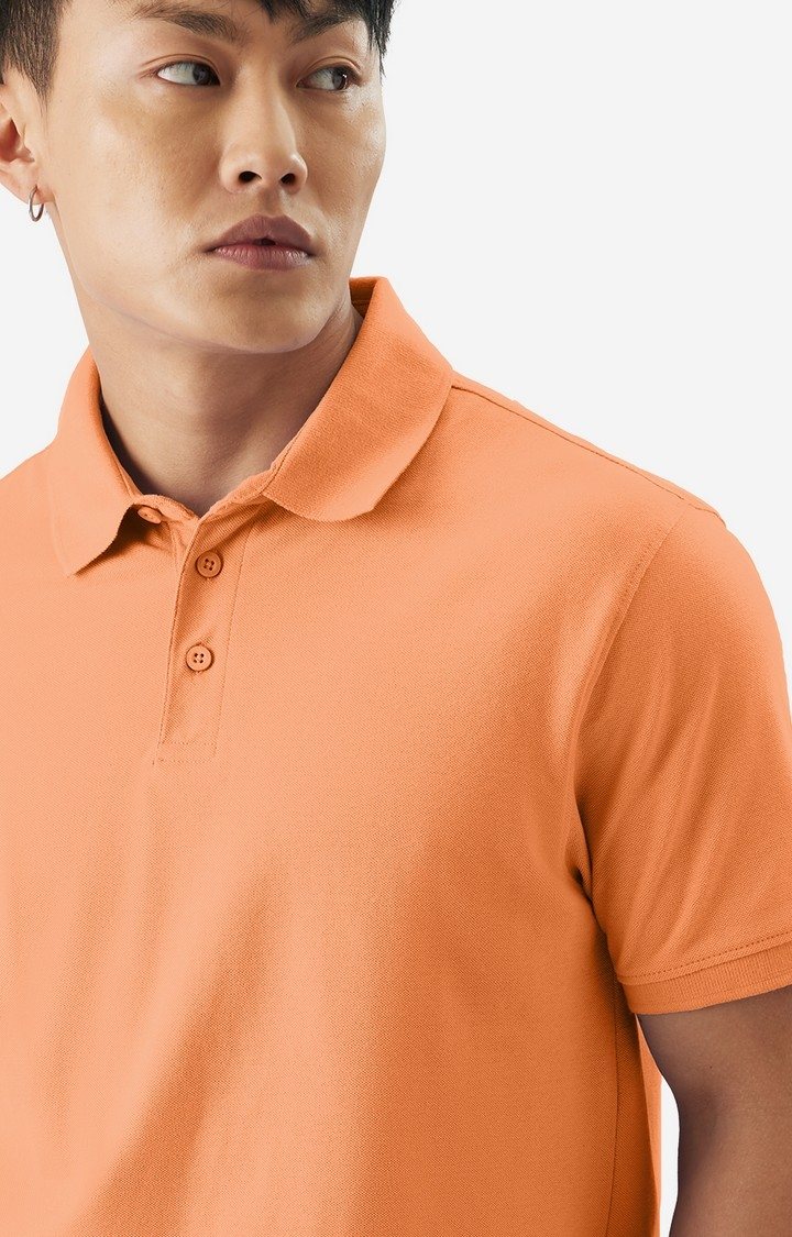 Men's Solids Apricot Polo T-Shirt
