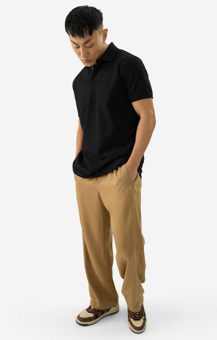 Men's Solids: Black Polos