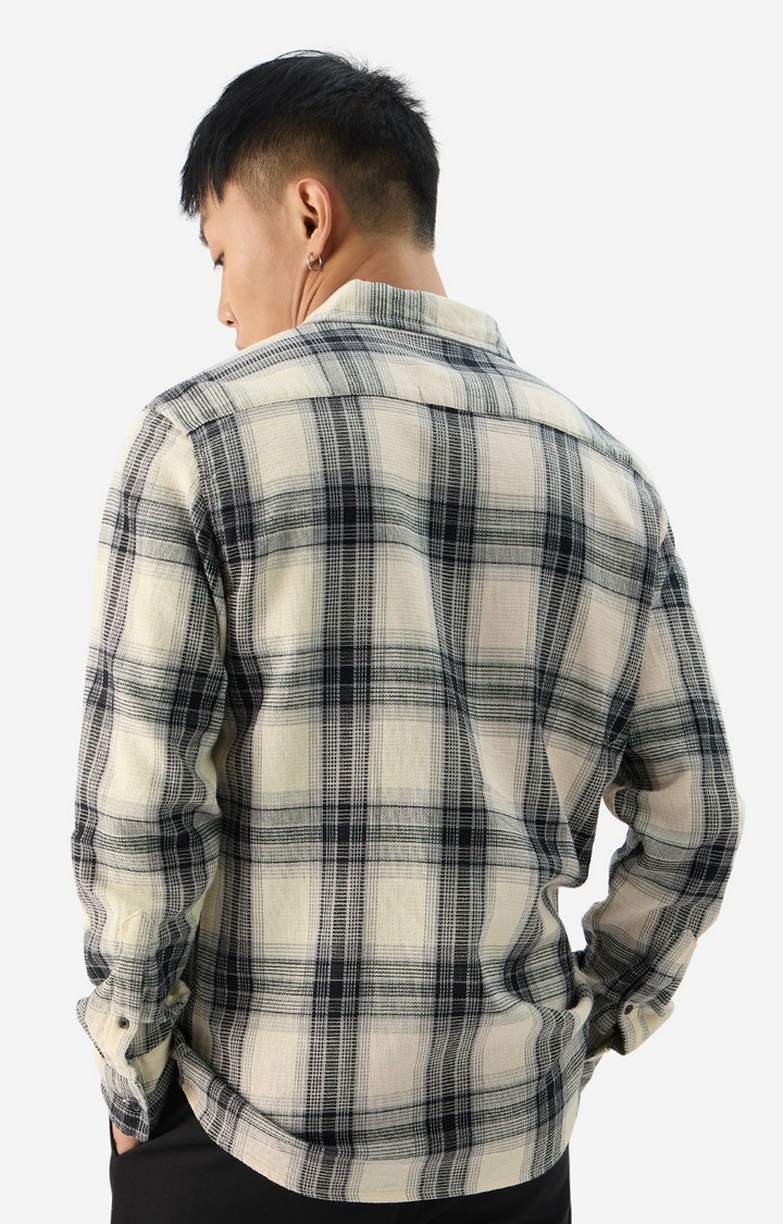 Men's Plaid: Waffle Black Men's Textured Shirts