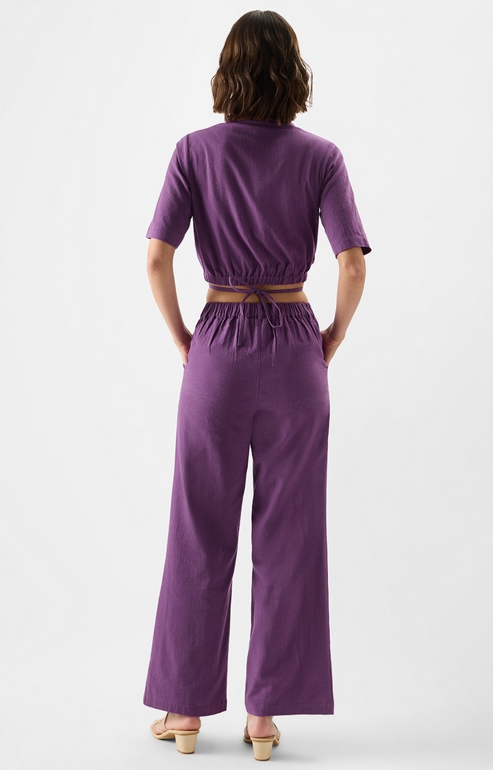 Women's Solids: Plum Cropped Shirts