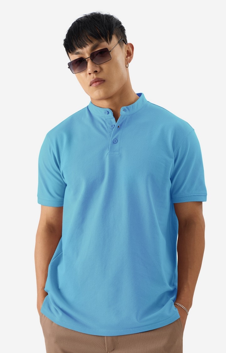 The Souled Store | Men's Solids: Baltic Sea Polo T-Shirt