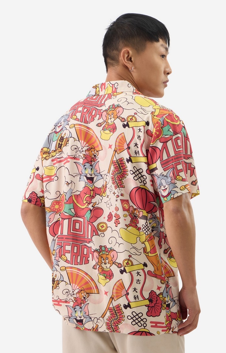Men's Tom & Jerry New Year Printed Casual Shirt