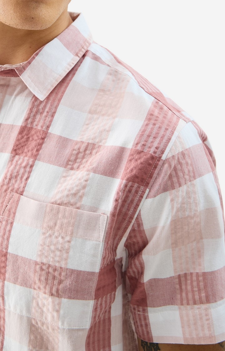 Men's Plaid: Pink And White Men's Textured Shirts