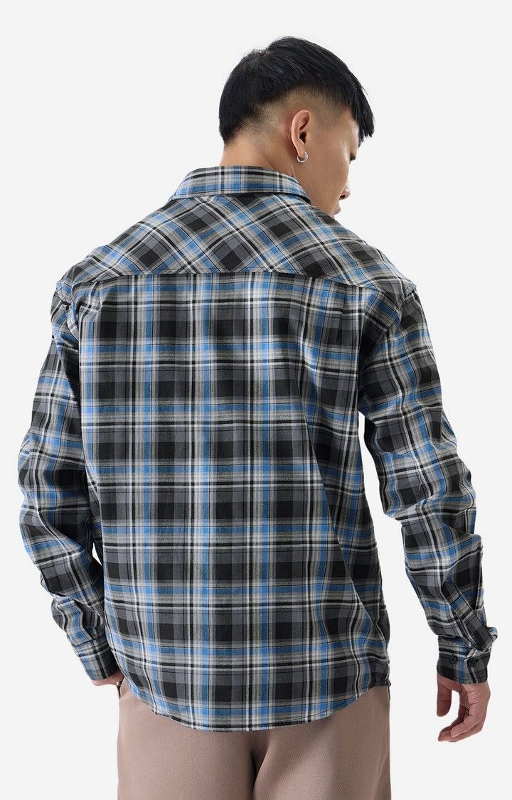 Men's Plaid: Blue And Black Men's Relaxed Shirts