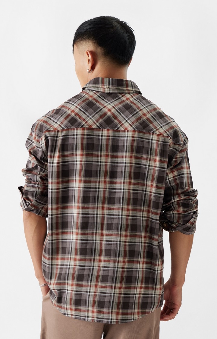 Men's Plaid: Brown And Rust Men's Relaxed Shirts