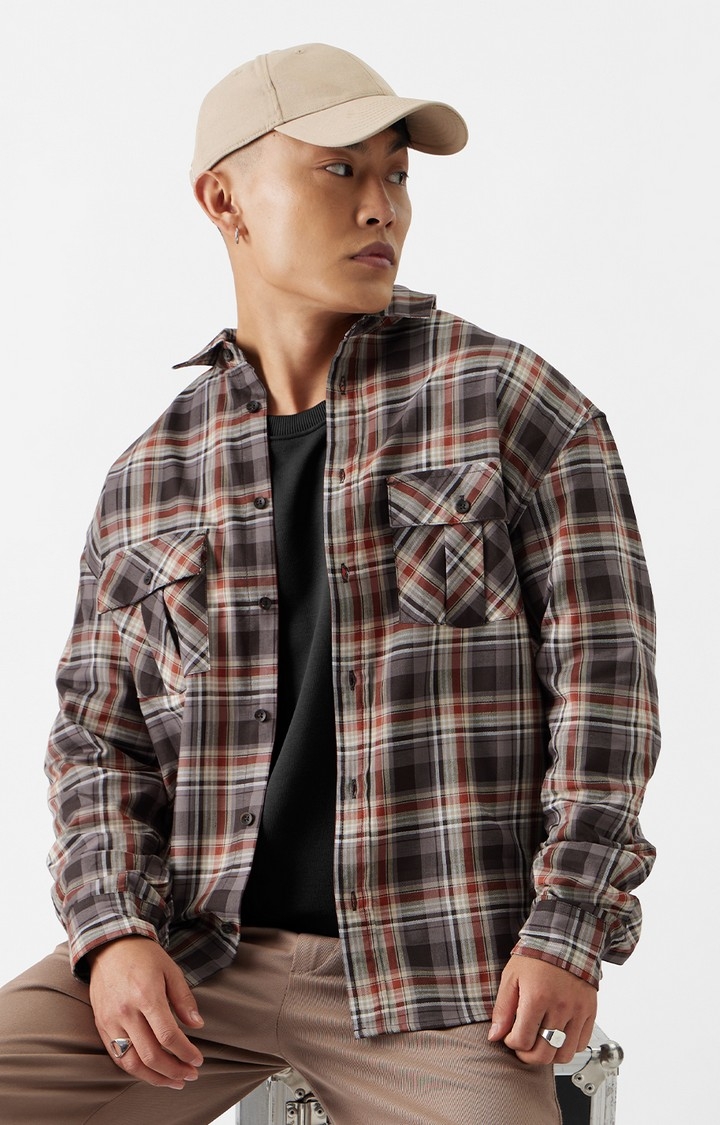 The Souled Store | Men's Plaid: Brown And Rust Men's Relaxed Shirts