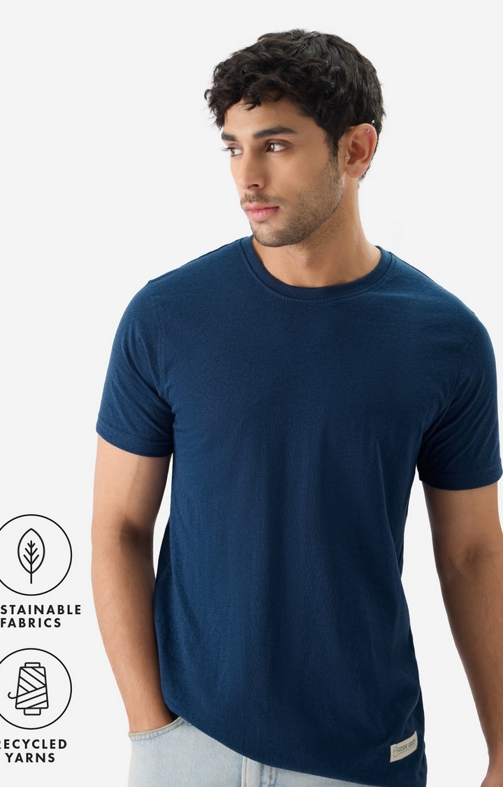The Souled Store | Men's Classic Sustainable Tee: Airforce Blue T-Shirt