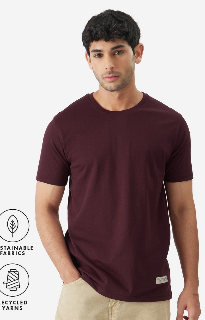 The Souled Store | Men's Classic Sustainable Tee: Wine T-Shirt