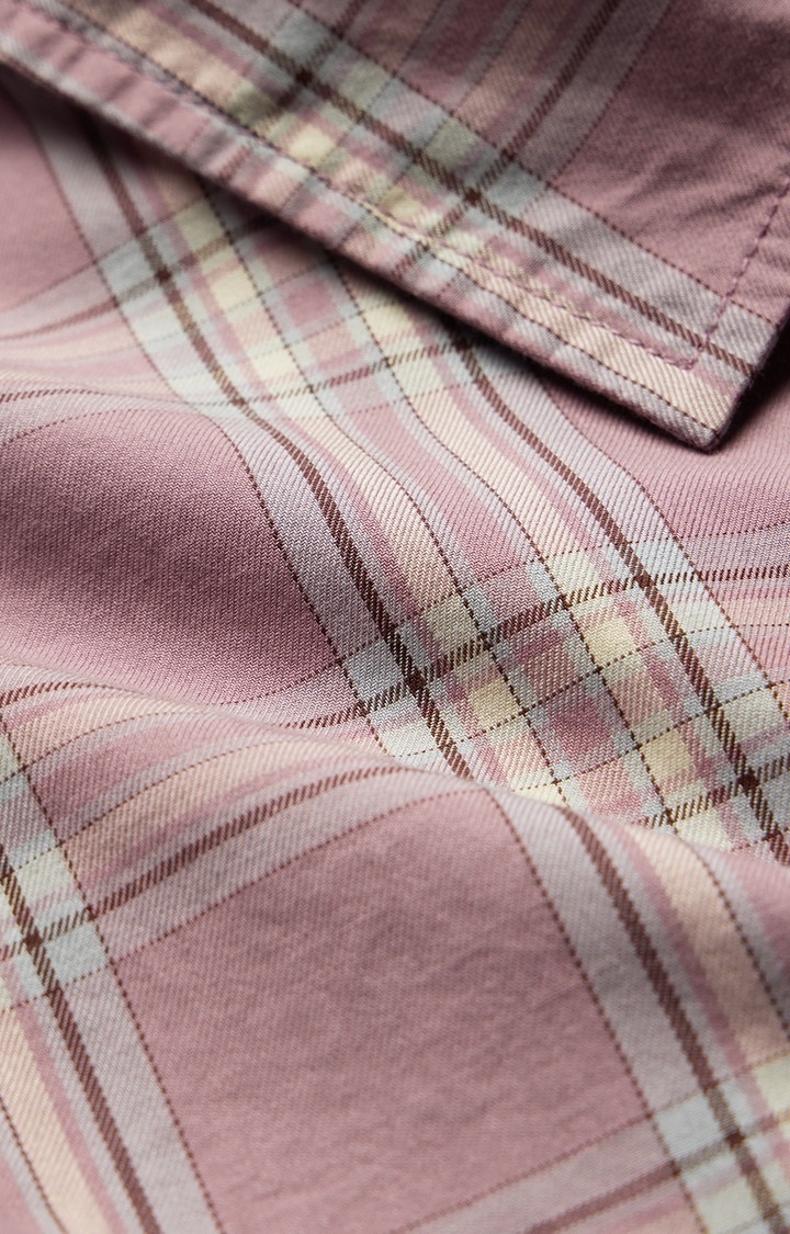 Men's Plaid: Blush Rose Men's Relaxed Shirts