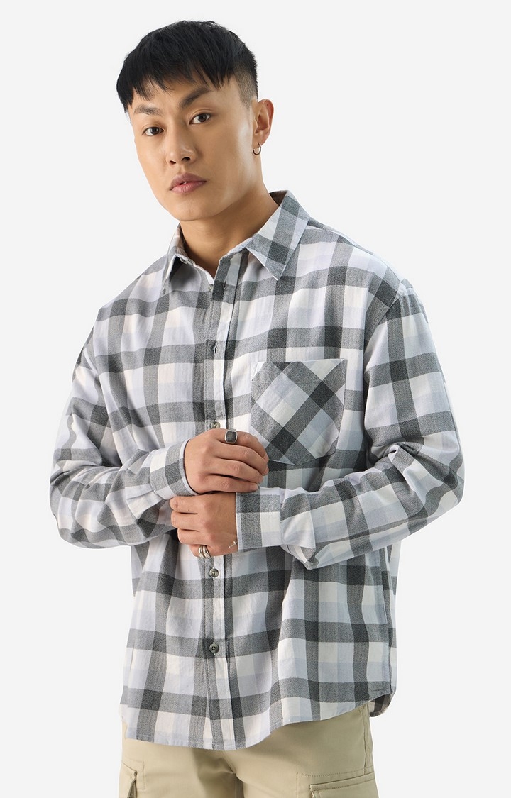 The Souled Store | Men's Plaid: Charcoal Mist Men's Relaxed Shirts