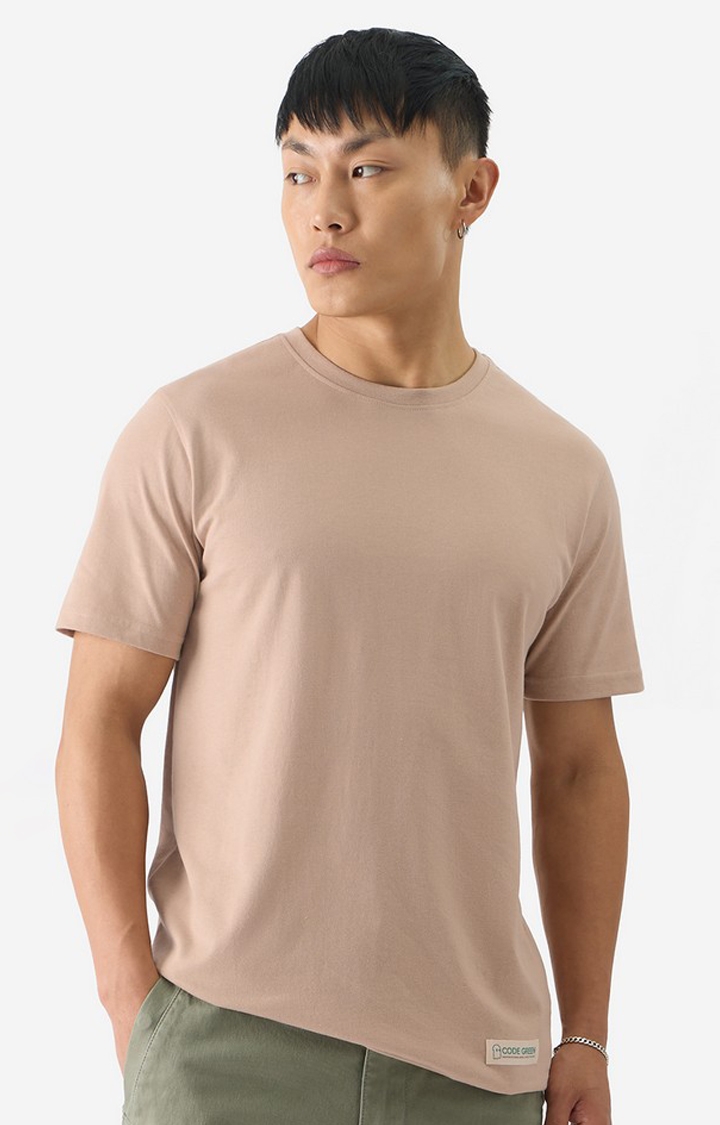 The Souled Store | Men's Classic Sustainable Tee: Beige T-Shirts