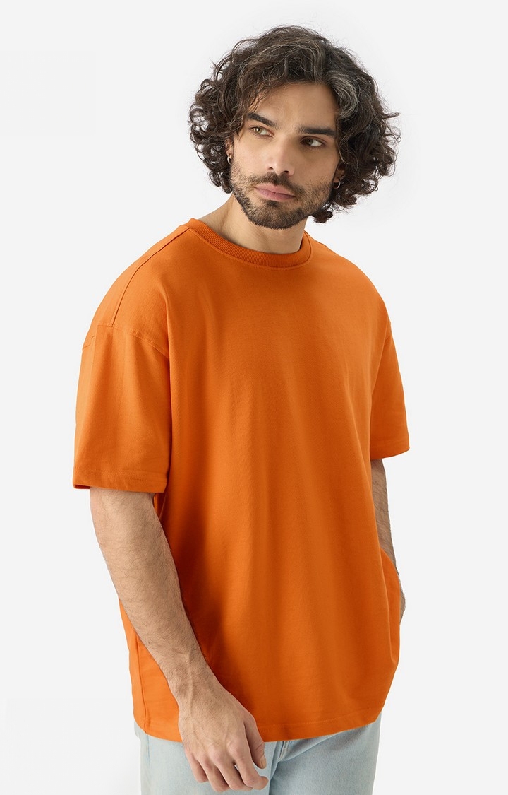 The Souled Store | Men's Solids: Orange Blaze Oversized T-Shirt