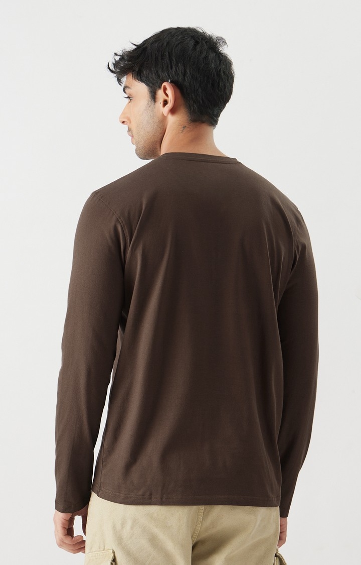 Men's Solids: Chocolate Brown Henley T-Shirt