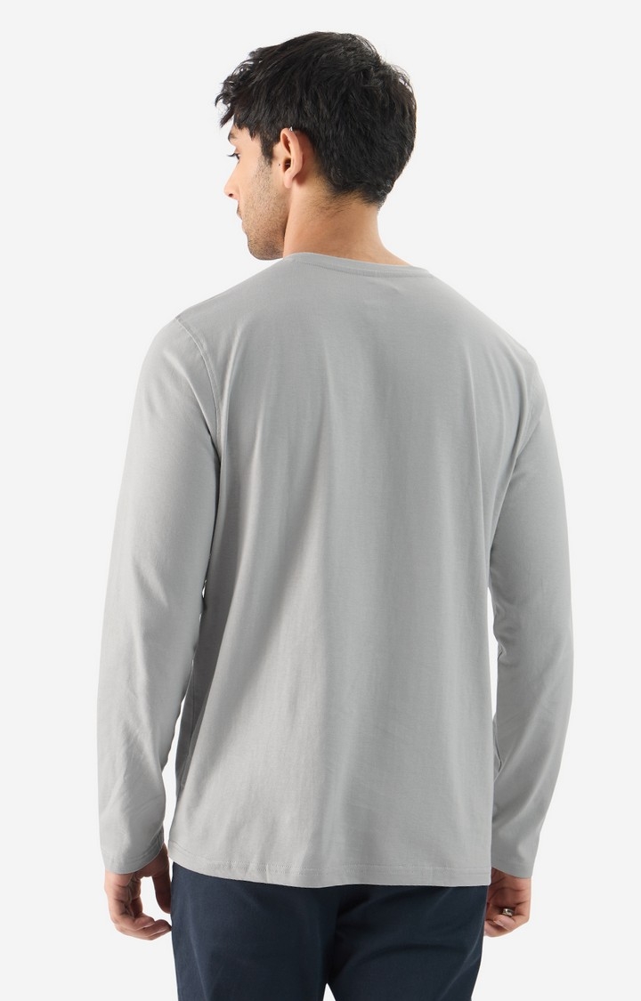 Men's Solids: Light Grey Henley T-Shirt