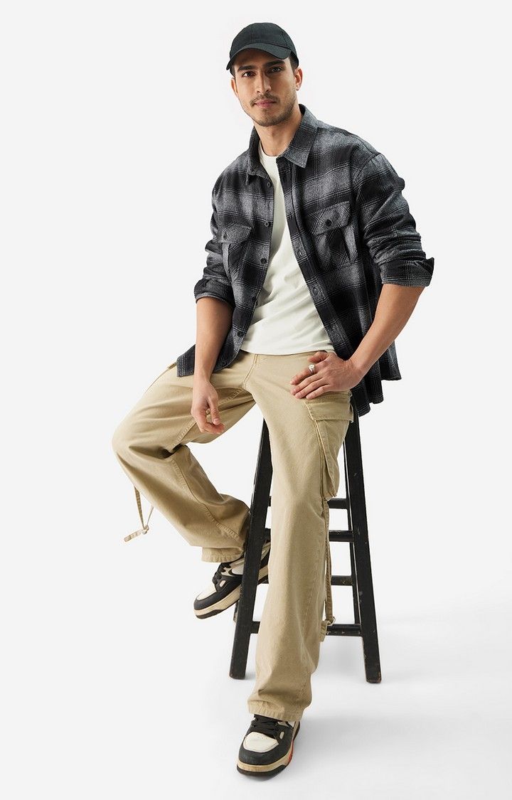 Men's Plaid: Charcoal Men's Utility Shirts
