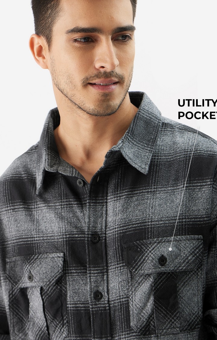 Men's Plaid: Charcoal Men's Utility Shirts